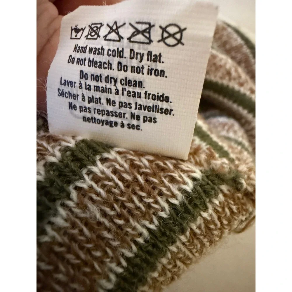Coal Beanie Hat Unisex OS Brown Green Striped Knit Made in USA